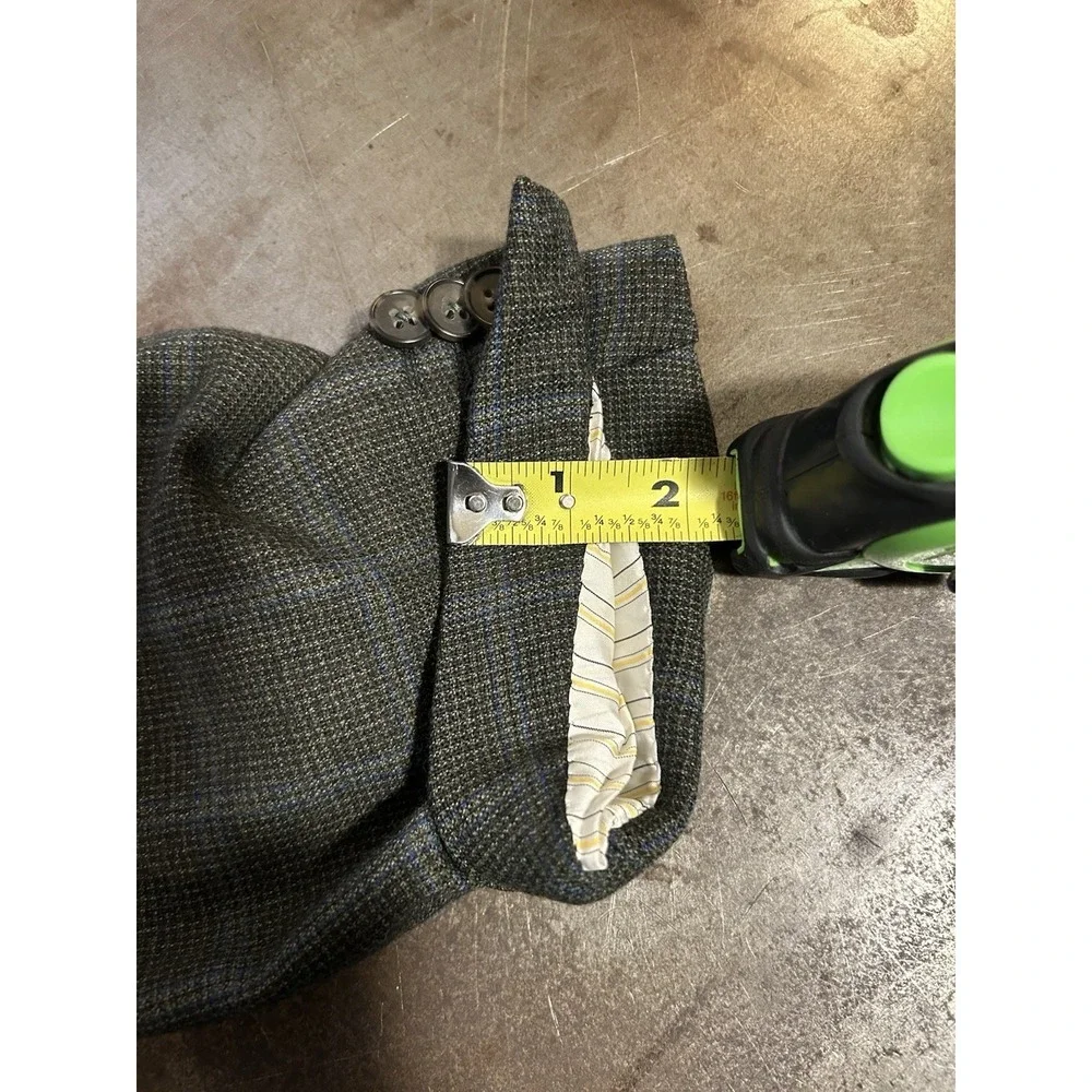 Ermenegildo Zegna Blazer Roma Gray Blue Windowpane Wool Sport Coat Mens Sz 46R
